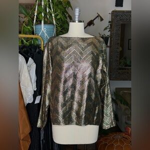Vintage Morélle Metallic Chevron Lurex Top | Fully Lined